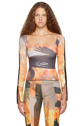 Orange Sunflower Long Sleeve T-Shirt