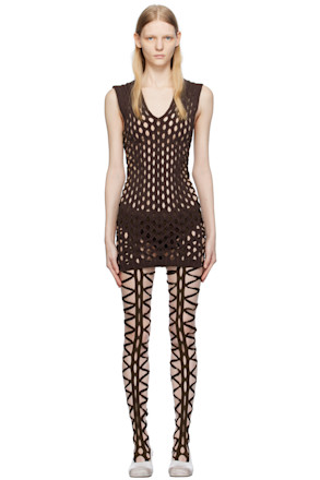 Brown Squiggle Minidress
