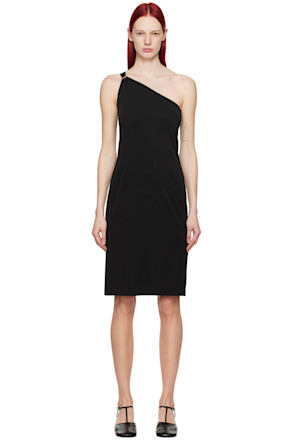Black One Shoulder Midi Dress