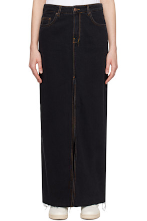 Black Kara Denim Maxi Skirt