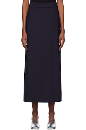 Navy Wrap Maxi Skirt