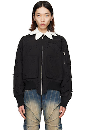 Black Floral Bomber Jacket