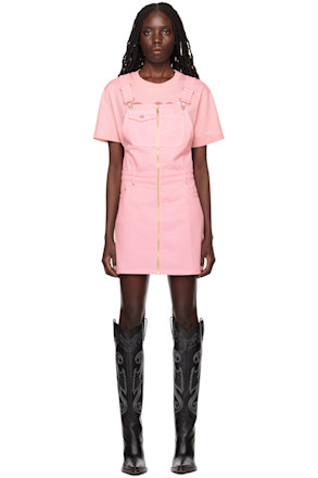 Pink Pocket Denim Minidress