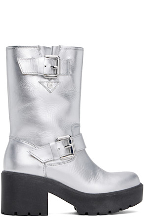 Silver Pin-Buckle Boots