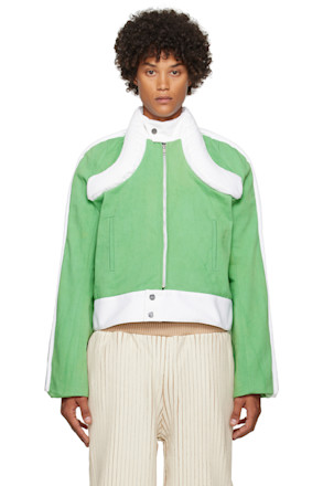 SSENSE Exclusive Green & White Denim Jacket