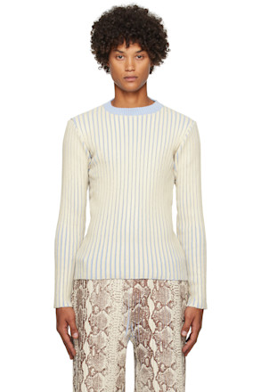 SSENSE Exclusive Off-White & Blue Sweater