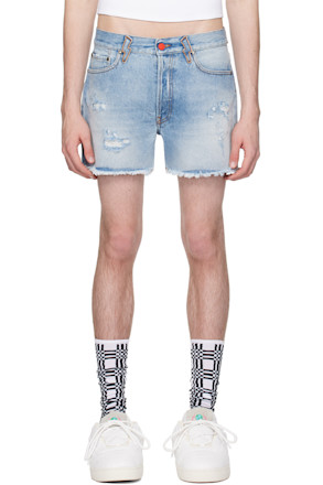 Blue Distressed Denim Shorts
