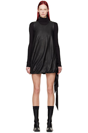 Black Bubble Leather Minidress