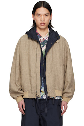 Beige Check Bomber Jacket