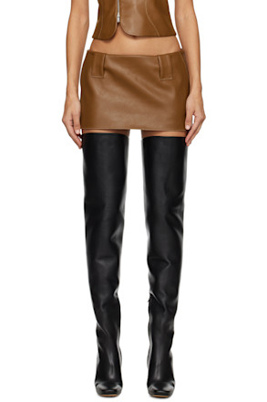 Tan Egas Faux-Leather Miniskirt
