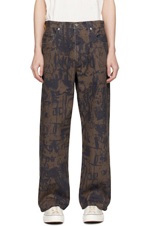 Brown Printed Jeans