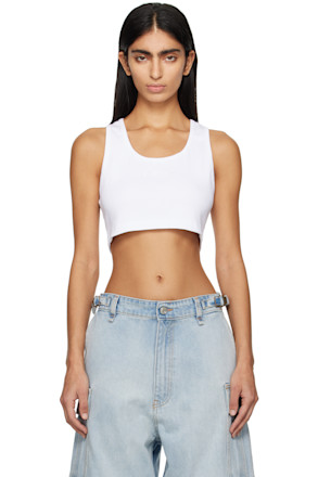 White Embroidered Tank Top