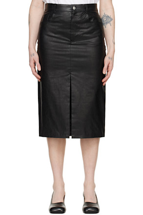 Black 5-Pocket Midi Skirt