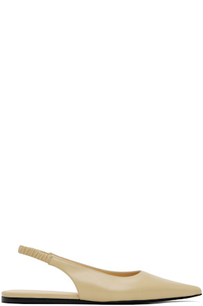 Beige Spike Slingback Ballerina Flats