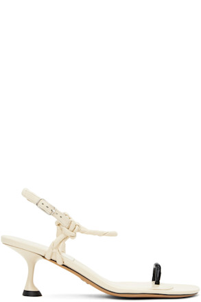 Beige Tee Toe Ring Heeled Sandals