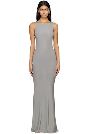 Gray Bias Maxi Dress
