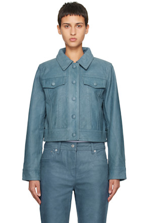 Blue Elleen Leather Jacket