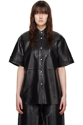 Black Saloon Leather Shirt