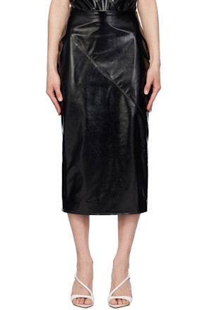 Black Kuana Faux-Leather Midi Skirt