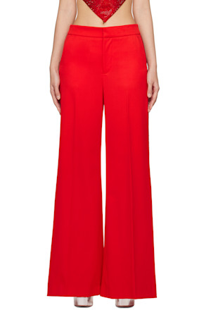 Red Crystal-Cut Trousers