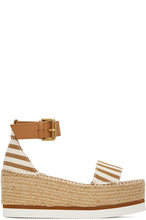 Tan & White Glyn Espadrilles Sandals