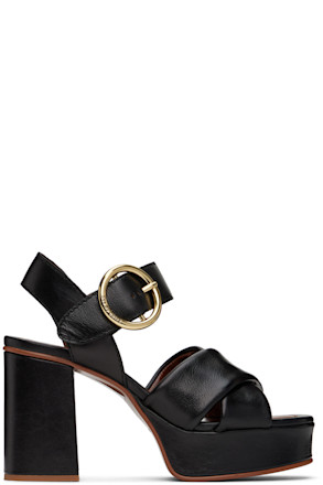 Black Lyna Platform Heeled Sandals