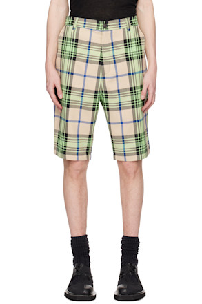 Beige & Green Fast Shorts
