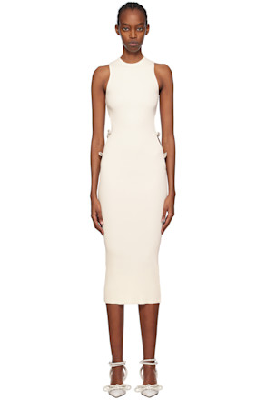 White Crystal-Cut Midi Dress