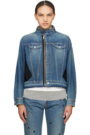 Indigo & Black Paneled Denim Jacket