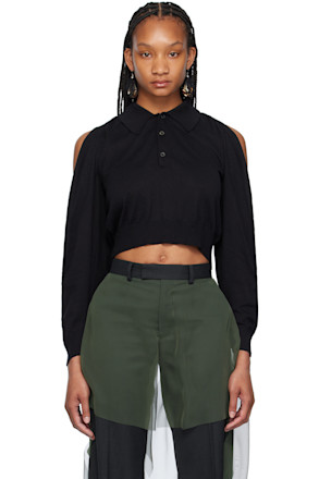 Black Cutout Polo
