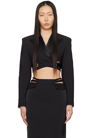 Black Interlock Tuxedo Blazer