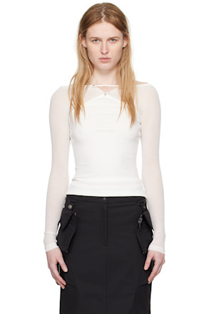 White Pierced Long Sleeve T-Shirt