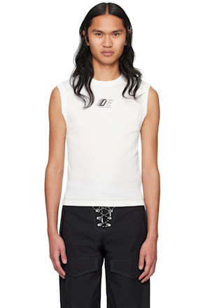 White 'DLE' Tank Top