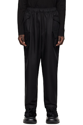 Black Gathered Cargo Pants