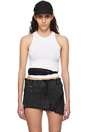 White Crescent Knit Tank Top
