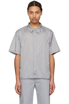 Gray Spread Collar Shirt