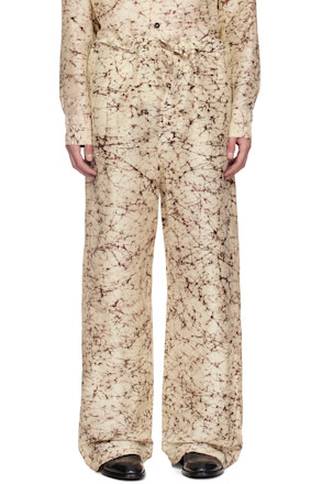 Beige Printed Trousers