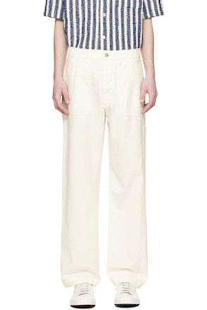 White Twist Work Trousers