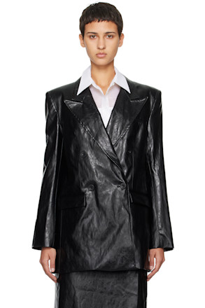 Black Milos Faux-Leather Blazer