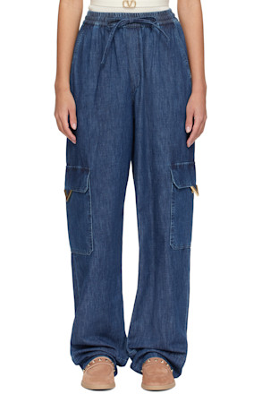 Blue Drawstring Cargo Pants