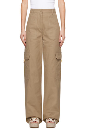 Beige Cargo Pocket Trousers