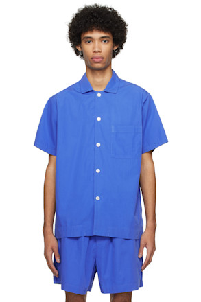 Blue Short Sleeve Pyjama Shirt