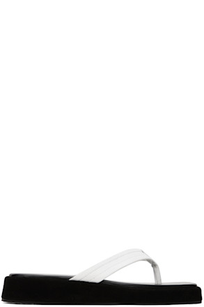 Black & White Leather Flip Flops
