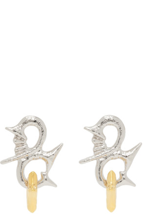 Silver & Gold Entwined Star Earrings