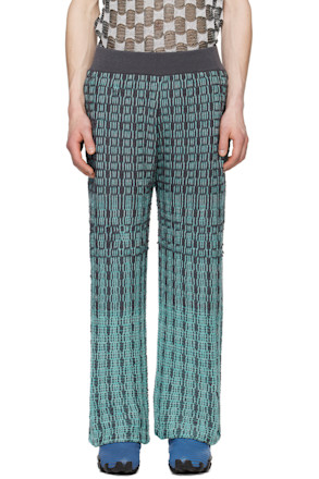 SSENSE Exclusive Gray & Blue Tick Trousers