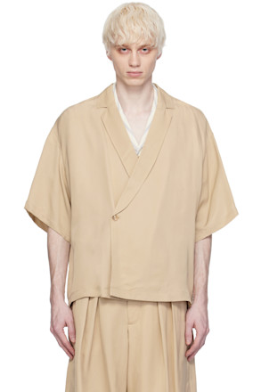 Taupe Notch Collar Wrap Shirt