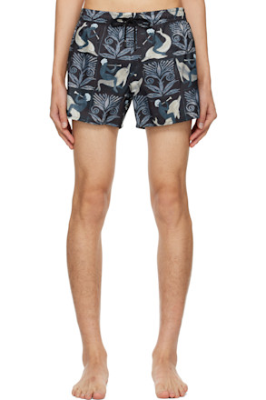 Navy Printed Swim Shorts