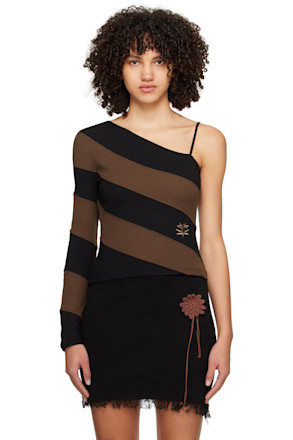 Brown & Black Oblique Long Sleeve T-Shirt