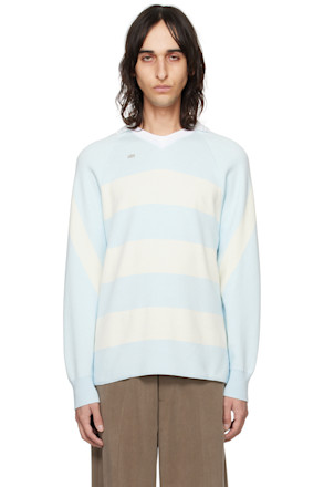 Blue & White Striped Polo