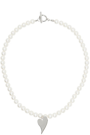 White Faux-Pearl Heart Pendant Necklace